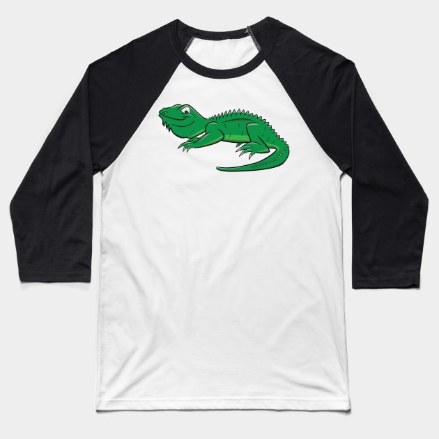 Cartoon Green Lizard Baseball T-Shirt by Dad n Son Designs